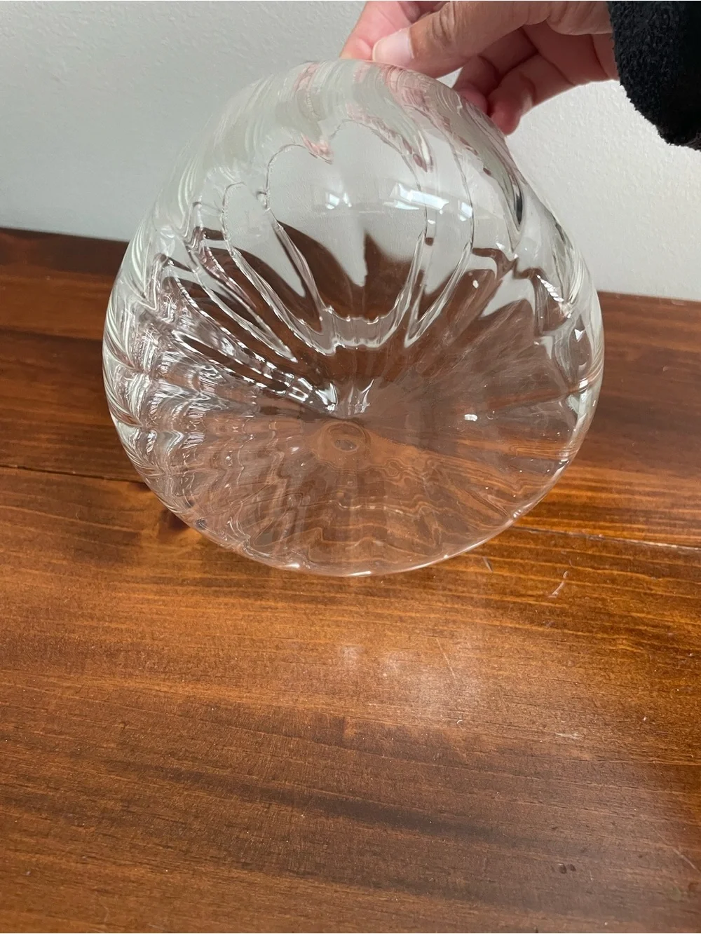 Clear Glass Ribbed Vase